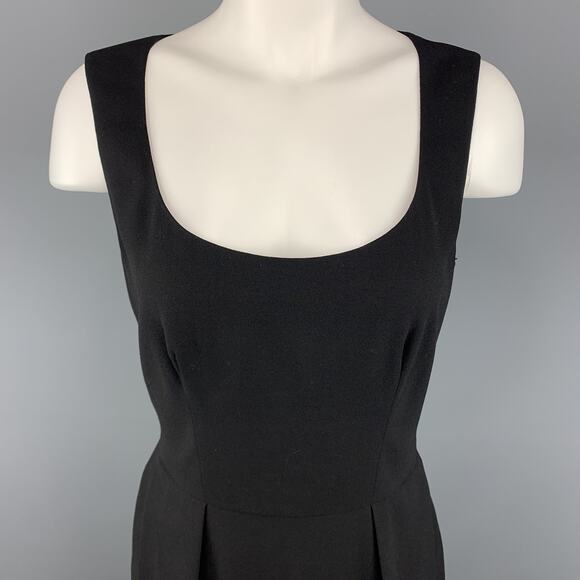 YVES SAINT LAURENT Size 6 Black Wool / Elastane Shift Dress - Picture 2 of 6